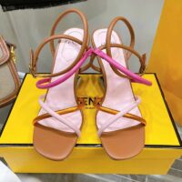 Fendi Women FF First Pink Nappa Leather High-Heeled Sandals 9.5 cm Heel (8)