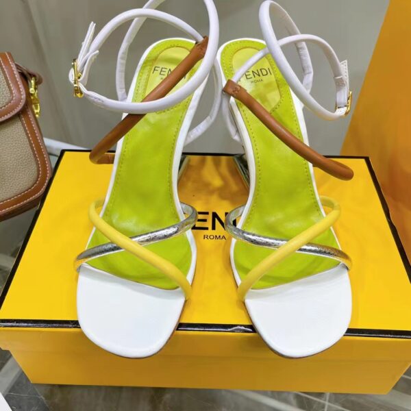 Fendi Women FF First White Nappa Leather High-Heeled Sandals 9.5 cm Heel (11)