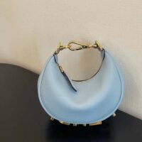 Fendi Women FF Nano Fendigraphy Light Blue Leather Charm (9)