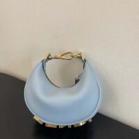 Fendi Women FF Nano Fendigraphy Light Blue Leather Charm (9)