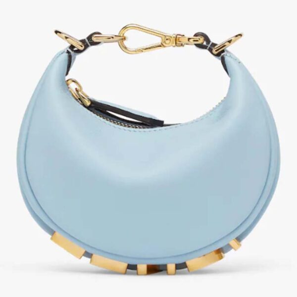 Fendi Women FF Nano Fendigraphy Light Blue Leather Charm (9)