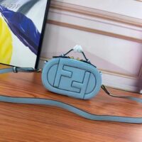 Fendi Women FF O’Lock Mini Camera Case Light Blue Leather Mini Bag (9)