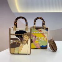 Fendi Women Mini Sunshine Shopper FF Printed Fabric Mini Bag (11)