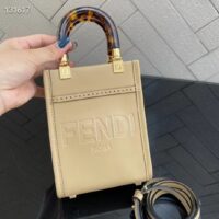 Fendi Women Mini Sunshine Shopper Pale Pink Leather Mini Bag (10)