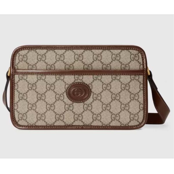 Gucci Unisex GG Mini Bag Interlocking G Beige Ebony GG Supreme Canvas (1)