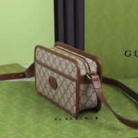 Gucci Unisex GG Mini Bag Interlocking G Beige Ebony GG Supreme Canvas (1)