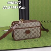 Gucci Unisex GG Mini Bag Interlocking G Beige Ebony GG Supreme Canvas (1)