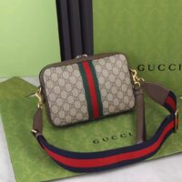 Gucci Unisex GG Ophidia GG Shoulder Bag Beige Ebony Supreme Canvas (4)