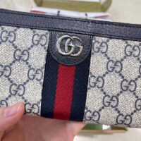 Gucci Unisex GG Ophidia GG Zip Around Wallet Beige Blue GG Supreme Canvas (7)