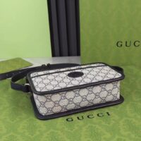 Gucci Unisex GG Shoulder Bag Beige Blue GG Supreme Canvas Interlocking G (14)