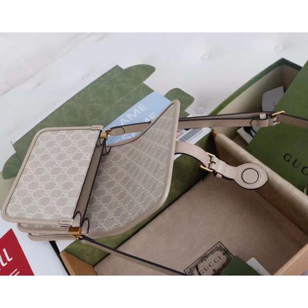 Gucci Unisex Mini Shoulder Bag Interlocking G Beige White GG Supreme Canvas (1)