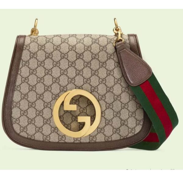 Gucci Women GG Blondie Medium Shoulder Bag Beige Ebony GG Supreme Canvas (6)