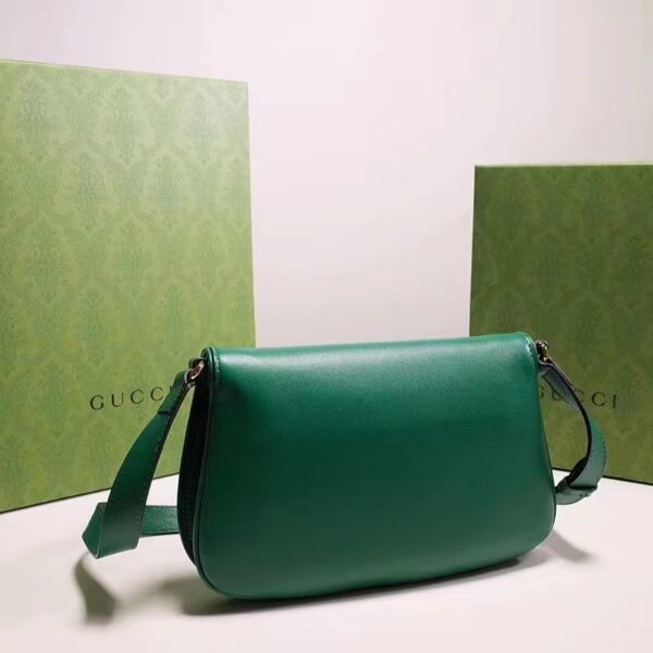 Gucci Women GG Blondie Shoulder Bag Emerald Green Leather Round Interlocking G (12)