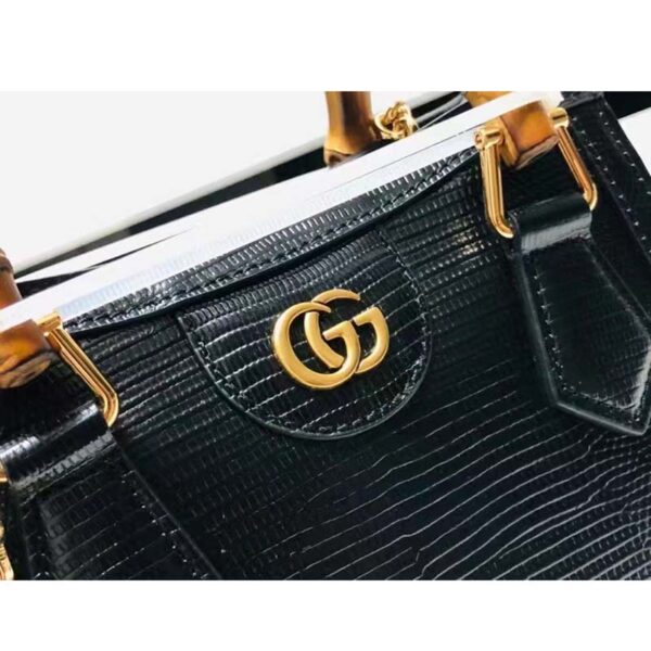 Gucci Women GG Diana Lizard Mini Bag Black Lizard Shiny Antique (10)