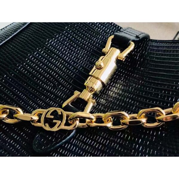 Gucci Women GG Jackie 1961 Lizard Mini Bag Black Lizard Gold-Toned Hardware (1)