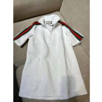 Gucci Women GG Jersey Jacquard Dress White High Neck Polyester Green Red Web (5)