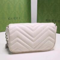 Gucci Women GG Marmont Belt Bag White Chevron Matelassé Leather Double G (3)