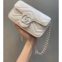 Gucci Women GG Marmont Belt Bag White Chevron Matelassé Leather Double G (3)