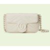 Gucci Women GG Marmont Belt Bag White Chevron Matelassé Leather Double G