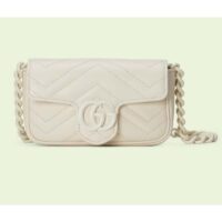 Gucci Women GG Marmont Belt Bag White Chevron Matelassé Leather Double G (3)