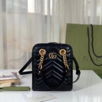 Gucci Women GG Marmont Matelassé Mini Bag Black Chevron Leather (2)