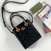 Gucci Women GG Marmont Matelassé Mini Bag Black Chevron Leather (2)