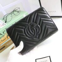 Gucci Women GG Marmont Matelassé Mini Bag Black Chevron Leather Double G (11)