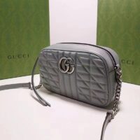 Gucci Women GG Marmont Small Shoulder Bag Grey Matelassé (5)