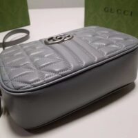 Gucci Women GG Marmont Small Shoulder Bag Grey Matelassé (5)