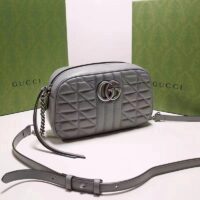 Gucci Women GG Marmont Small Shoulder Bag Grey Matelassé (5)