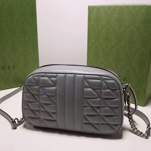 Gucci Women GG Marmont Small Shoulder Bag Grey Matelassé (6)