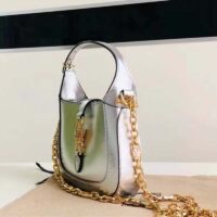 Gucci Women Jackie 1961 Lamé Mini Bag Silver Lamé Leather (9)