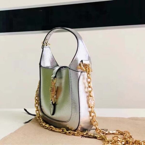 Gucci Women Jackie 1961 Lamé Mini Bag Silver Lamé Leather (2)