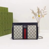 Gucci Women Ophidia GG Small Shoulder Bag Beige Blue GG Supreme Canvas (2)