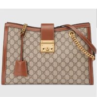 Gucci Women Padlock GG Medium Shoulder Bag Beige Ebony Supreme Canvas (8)