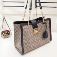 Gucci Women Padlock GG Medium Shoulder Bag Black Beige Ebony Supreme Canvas (1)