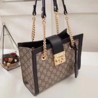 Gucci Women Padlock GG Small Shoulder Bag Black Beige Ebony Supreme Canvas (9)