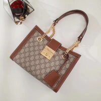 Gucci Women Padlock GG Small Shoulder Bag Brown Beige Ebony Supreme Canvas