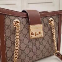 Gucci Women Padlock GG Small Shoulder Bag Brown Beige Ebony Supreme Canvas