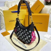 Louis Vuitton LV Women Bagatelle Black Handbag Printed Embossed Grained Cowhide Leather (9)