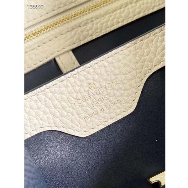 Louis Vuitton LV Women Capucines MM Handbag Blue Navy Taurillon Leather Canvas (14)