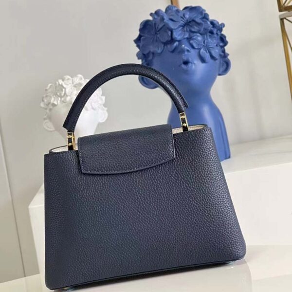 Louis Vuitton LV Women Capucines MM Handbag Blue Navy Taurillon Leather Canvas (15)