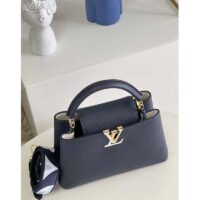 Louis Vuitton LV Women Capucines MM Handbag Blue Navy Taurillon Leather Canvas (3)