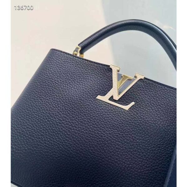 Louis Vuitton LV Women Capucines MM Handbag Blue Navy Taurillon Leather Canvas (6)