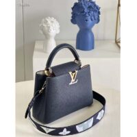 Louis Vuitton LV Women Capucines MM Handbag Blue Navy Taurillon Leather Canvas (3)