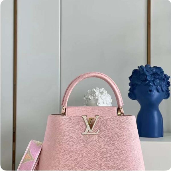 Louis Vuitton LV Women Capucines MM Handbag Pink Taurillon Leather Canvas (10)