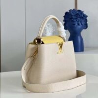 Louis Vuitton LV Women Capucines MM Handbag Yellow Beige Taurillon Leather Canvas (13)