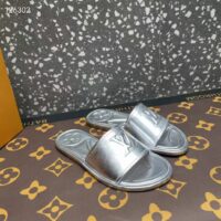 Louis Vuitton LV Women Magnetic Flat Mule Silver Lambskin Leather Outsole (5)