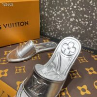 Louis Vuitton LV Women Magnetic Flat Mule Silver Lambskin Leather Outsole (5)