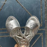 Louis Vuitton LV Women Magnetic Flat Mule Silver Lambskin Leather Outsole (5)